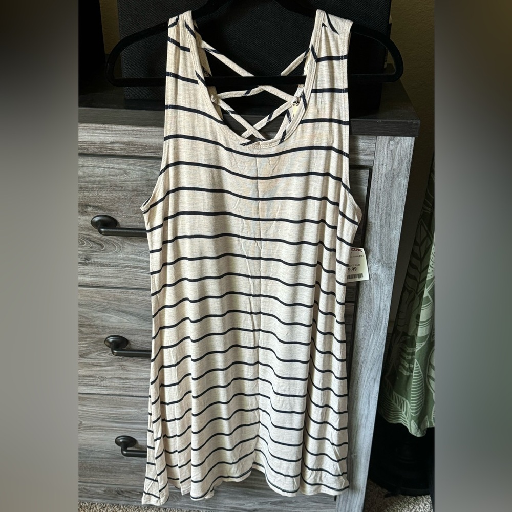 Cream/Blue Stripe Dress